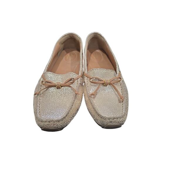 Clark Artisan Gold Speckled Slip On Dunbar Driving Shoes Size 6.5M Comfort Soft - Picture 1 of 6